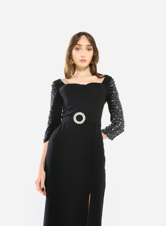House of Moda Women Embellished Sleeve Midi Dress - Image 3